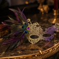 thumbnail image 4 of Lace Masquerade Mask for Women 10 Inch Peacock Feather Rhinestone Eye Mask, Accessory for Masquerade Party Prom Mardi Gras Halloween Purple, 1 Pack, 4 of 4