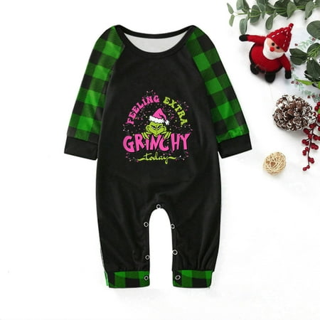 

Hot Sale! Grinch Family Christmas Pjs Matching Sets Christmas Cute Fashion Print Parent-child Long-sleeved Suit Home Clothes Suit Baby: 9 Months #005Il