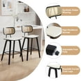 thumbnail image 4 of WOOW DEPOT PU Bar Stools 26" Counter Height w/ Rattan Back Set of 1, Modern Black Bent Wood Bartool Leather Upholstered Chair for Kitchen Pub Island Dining Room, 4 of 9