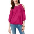thumbnail image 1 of INC Blusa con hombros descubiertos y ribete de encaje para mujer, rosa, extragrande I-N-C Hombro frío, 1 of 1
