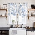 thumbnail image 2 of Blue White Flowers Kitchen Curtains Small Short 39 Inch Length, Spring Summer Floral Botanical Grommet Top Bedroom Living Room Curtains, Light Filtering Cafe Curtain Drapes 2 Panels Set 55''x39'', 2 of 9