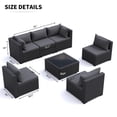 thumbnail image 7 of MRUAKA 7 Pieces Patio Furniture Set, Outdoor Furniture Sectional Rattan Sofa, Patio Couch with Glass Coffee Table for Backyard Garden Dark Grey, 7 of 7