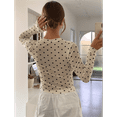 thumbnail image 7 of Women'S Round Neck Polka Dot Perspective Mesh Slim Fit Long Sleeve Shirt M, 7 of 7