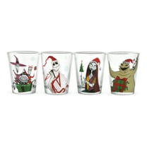The Nightmare Before Christmas Holiday Greetings Jack & Sally 4-Piece, 1.5 oz Mini Glass Set
