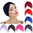 thumbnail image 2 of Women Turbans Soft Pre-Tied Knot Fashion Pleated Turban Cap Beanie Headwrap Sleep Hat, 2 of 7