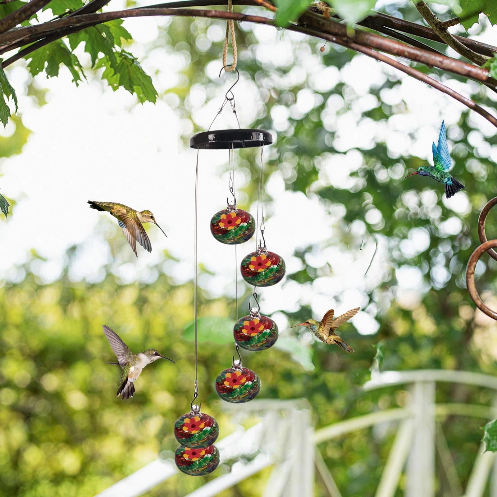 Leak-Proof Hummingbird Feeder for Outdoors, Ant & Bee Resistant with 4 Feeding Ports by PALIFEUR
