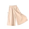 thumbnail image 5 of KyCheLot Capri Pants for Girls Wide Leg Pants Elastic Waist Lightweight Cropped Boho Beach Pants with Pockets 2-16Years, 5 of 7
