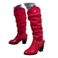 thumbnail image 3 of YLYL Women's Slouchy Knee High Boots Chunky Heel Pointed Toe Pull on Fall Winter Riding Boots with Buckle, 3 of 8