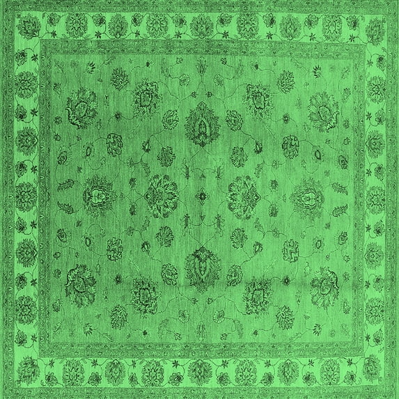 Ahgly Company Indoor Square Oriental Emerald Green Industrial Area Rugs, 7' Square