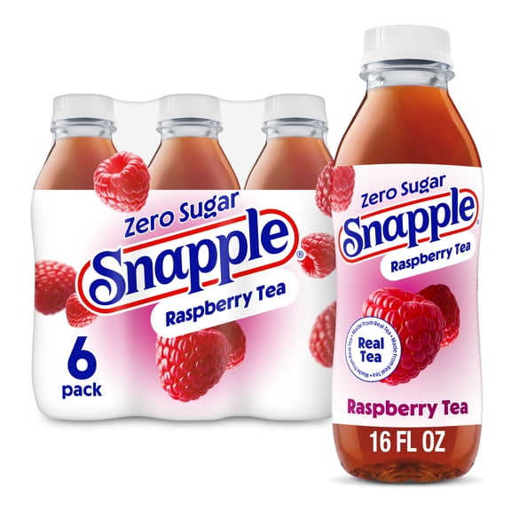 Snapple Zero Sugar Raspberry, Bottled Tea Drink, 16 fl oz, 6 Bottles