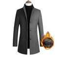 thumbnail image 2 of Lovskoo 2024 Mens Single Breasted Trench Coat Winter Pea Coat Oversized Warm Lapel Work Business Jacket Outerwear Gray, 2 of 6