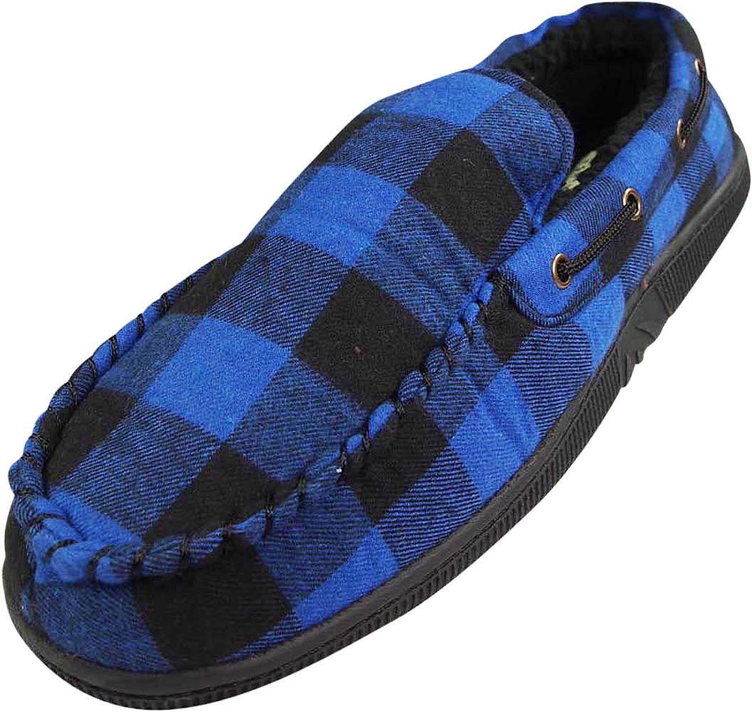 NORTY Norty Mens Moccasin Slip On Loafer Slipper Indoor/Outdoor Sole
