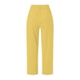 thumbnail image 6 of Summer Pants for Women Casual Solid Color Pockets Zipper Elastic Button Waist Pants Long Trousers Warm up Women Casual Short Attire Rompers for Dress Leggings Yellow XL, 6 of 7