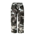 thumbnail image 6 of CFLVAEK Camo Capris for Women Plus Size Cargo Pants with Pockets Loose Fit Wide Leg Hiking Outdoor Cropped Pants Casual Elastic High Waisted Workout Pant Dark Gray L, 6 of 8