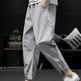 thumbnail image 5 of Men Fashion Summer Solid Casual Button Elastic Waist With Pocket Pants RXIRUCGD Gris, Taille: TG, 5 of 5
