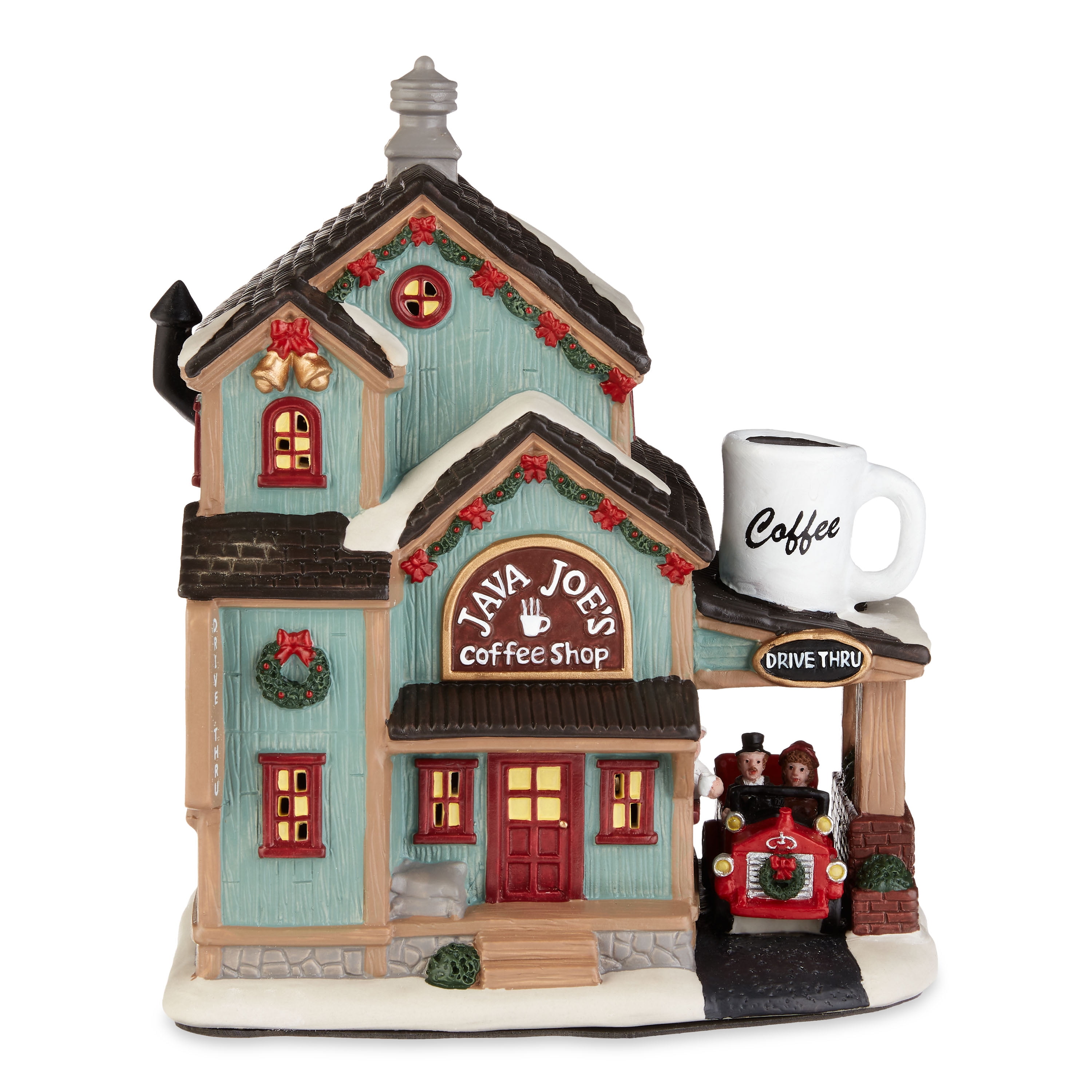 Holiday Time Christmas Village Indoor Decor MultiColor Coffee Shop, 8