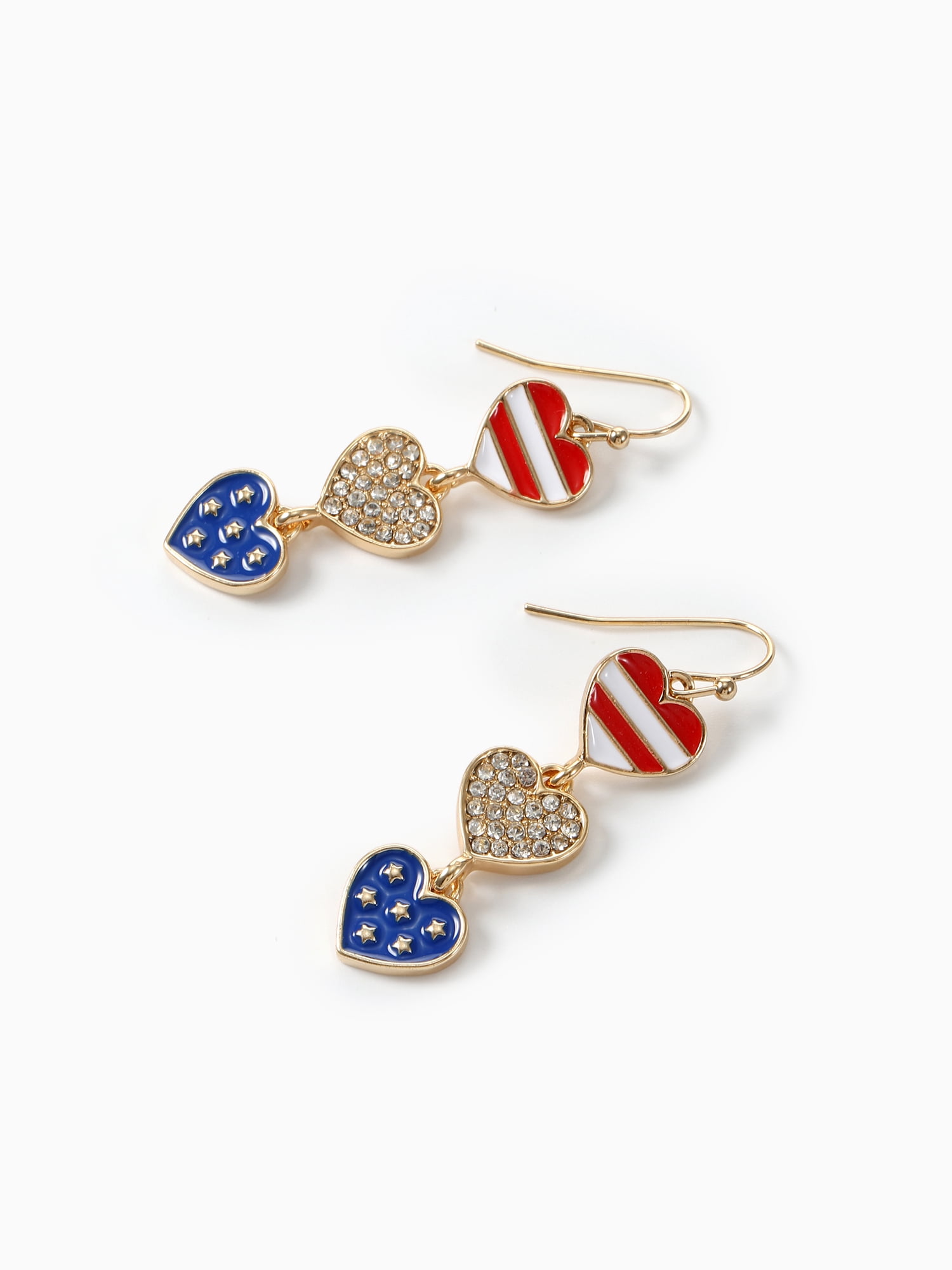 Way to Celebrate Americana Patriotic Heart Drop Earrings