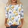 thumbnail image 2 of Garbnen Easter Tee Shirts for Women Round Neck Womens 3/4 Length Sleeve Tops Egg Bunny Hunt Print Trendy Fitted Fitted Blouse Women, 2 of 6
