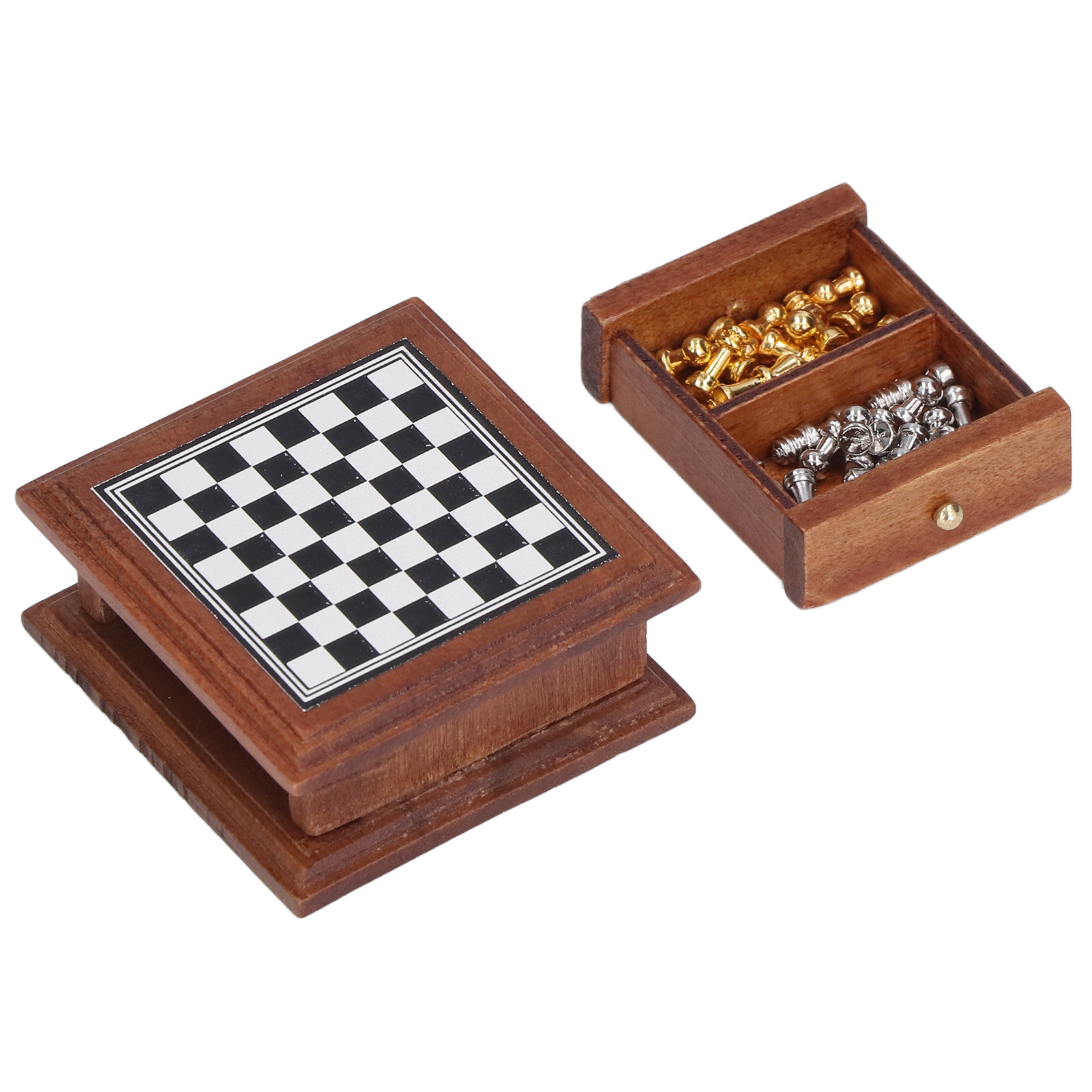 Ymiko Miniature Chess Set 1:12 Doll House Exquisite Mini Chess Set Home Decoration Gift,Chess Table Set,Chess Board Set - image 3 of 8