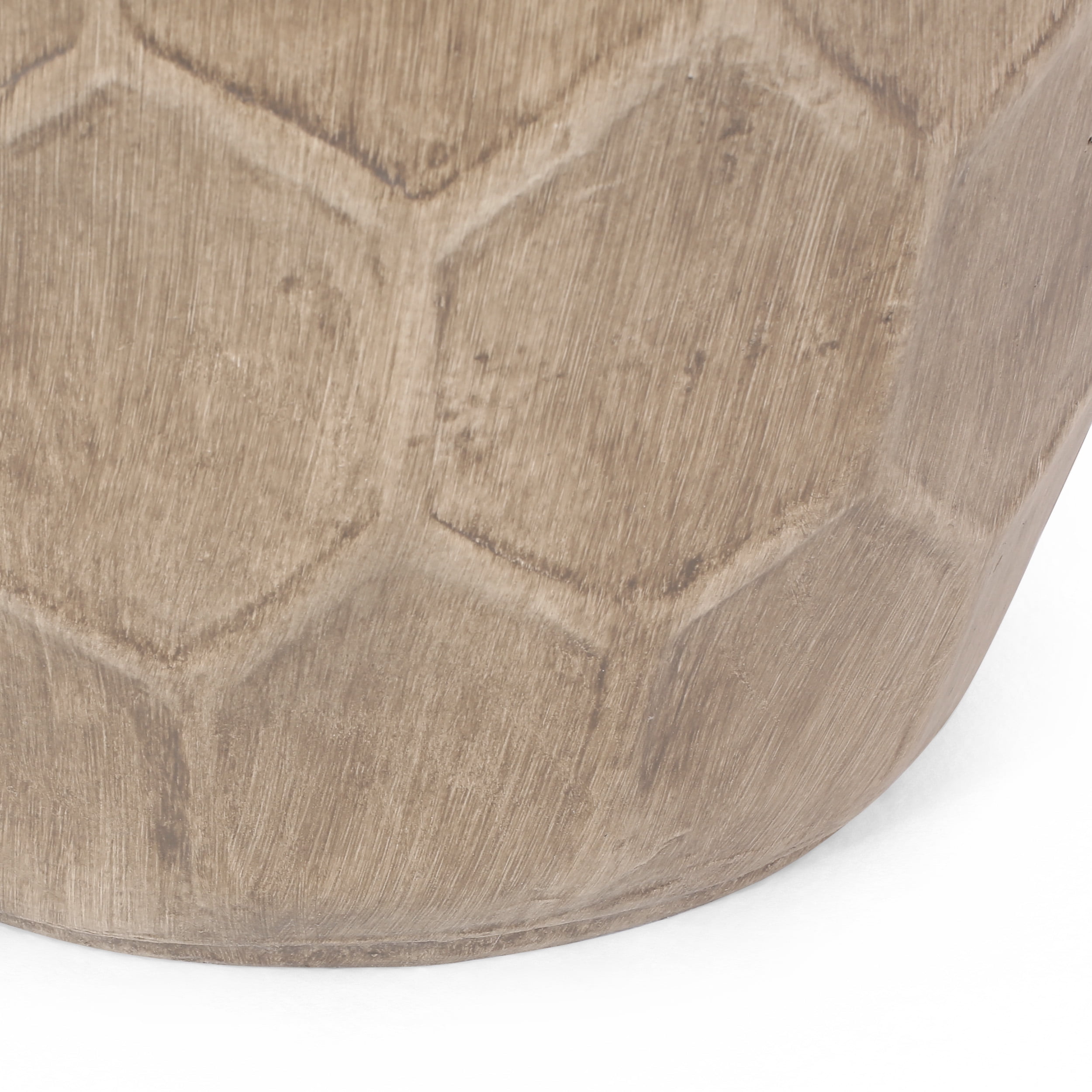 Outdoor Honeycomb Pattern Side Table, Lightweight Concrete Craft for Patio Garden, Natural