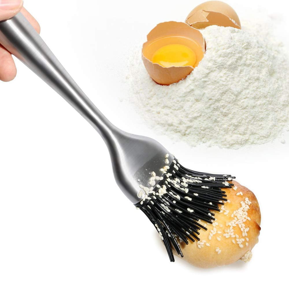FeelGlad 2Pcs Silicone Basting Brush Set Stainless Steel Flexible