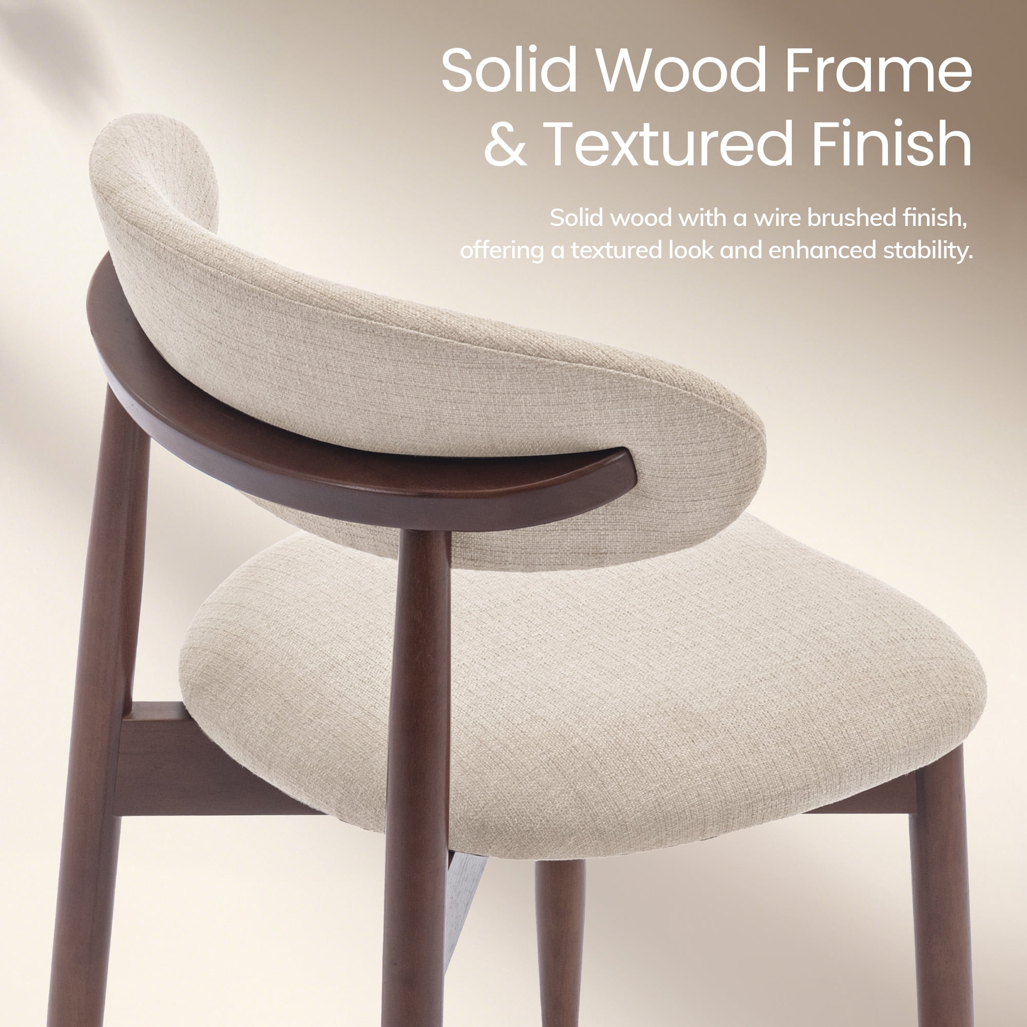 Set of 4 Upholstered Modern Dining Chair, Wooden Kitchen Side Chair for Dining Room and Café, Beige