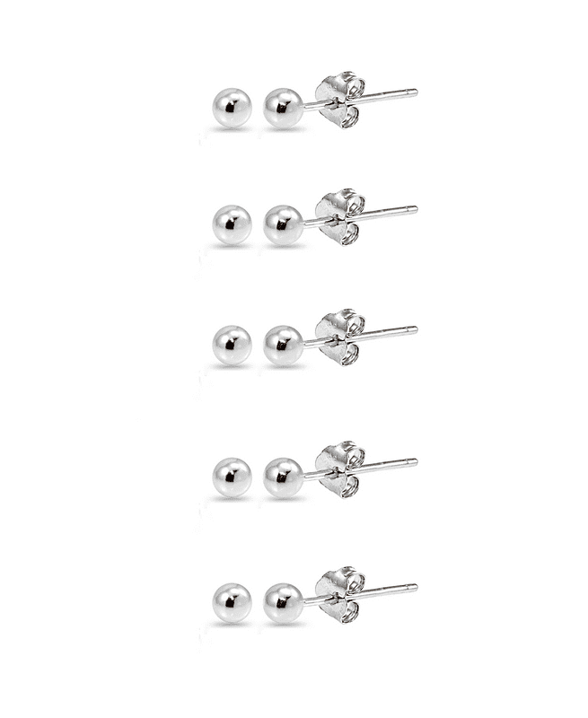 Sterling Silver 8mm Polished Ball Bead Stud Earrings 