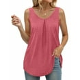 thumbnail image 4 of MOSHU Summer Tank Tops for Women V-neck Sleeveless Shirts Pleated Front Tops, 4 of 9