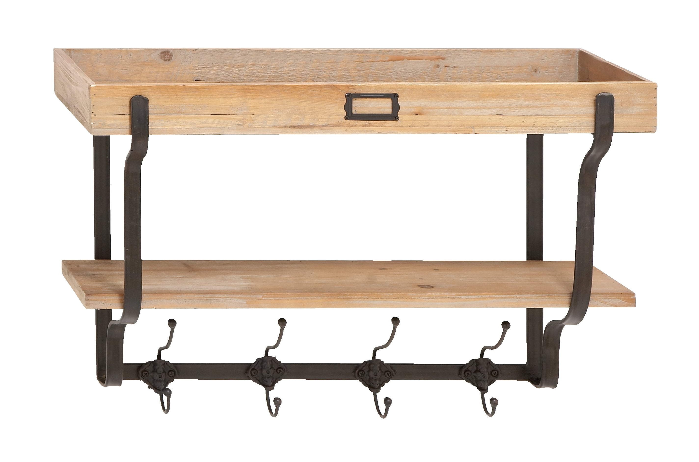 Functional Multi Level Wall Shelf And Hooks