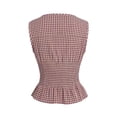 thumbnail image 5 of Bibifish Womens Tank Tops Gingham Print Tie Shoulder Sleeveless Camisole Smocked Waist Peplum Summer Casual Tops, 5 of 5