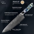 thumbnail image 2 of Cuchillo de Chef de 8 "VG10 67 Capas Cuchillo de Cocina de Acero Damasco Mango de Abulón Cuchillo de Damasco Afilado Herramienta Práctica de Corte de Cocina, 2 of 7