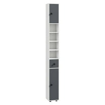 COCOKUN 71" Tiny Cabinet for Bathroom, Small Storage with Open Shelves & Adjustable Shelves, Gray 
