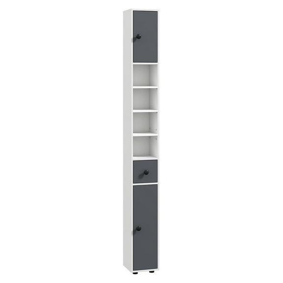 COCOKUN 71" Tiny Cabinet for Bathroom, Small Storage with Open Shelves & Adjustable Shelves, Gray 