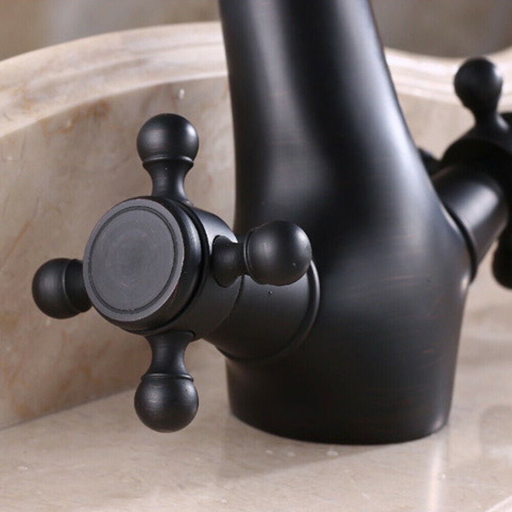 Dragon Shape Oil Rubbed Brass Bathroom Sink Faucet, Waterfall Two-Handle One Hole Vessel Mixer Tap, Mixer Deck Mounted Taps, Basin Sink Faucet, Modern Lavatory Vanity Sink Tap