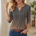 thumbnail image 6 of Ruimatai Women's Casual V Neck Blouses 3/4 Sleeve Pleated Tunic Tops for Summer Daily Work Wear, 6 of 8