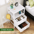 thumbnail image 2 of Furologee Nightstand Set of 2 with Charging Station, Bedside Table with USB Ports & Outlets, Night Stand with Storage Shelf & Hooks, End Table with Fabric Drawers for Bedroom, Living Room, White, 2 of 9