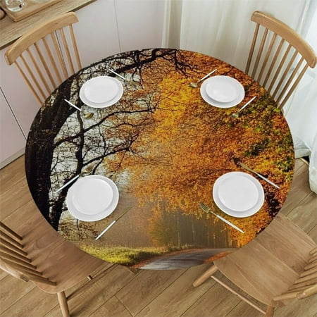 

FUMJ Autumn Round Tablecloth - Full Width Single-Sided Printing 100% Polyester Fiber 38 -42