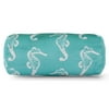 Indoor Outdoor Teal Sea Horse Round Bolster Decorative Throw Pillow 18.5 in L x 8 in W x 8 in H