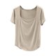 thumbnail image 1 of Camiseta de Manga Corta Mujeres Moda de Verano Yoga Casual Cuello Cuadrado Delantero Hombro Recto Cuello Redondo Superior, 1 of 4