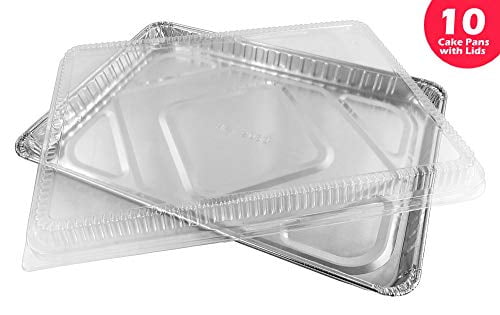 pack Handi-Foil Half 1/2 Size Sheet Cake Aluminum Foil Pan w/Clear Low Dome Lid 