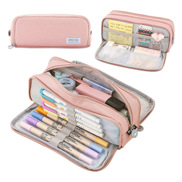 Estuche para lápices de gran capacidad, estuche para lápices, papelería, bolsillo con cremallera
