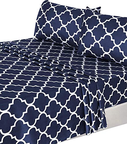 and 2 Pillow Cases 1 Flat Sheet Utopia Bedding 4 Piece Bed Sheet Set Full, Navy 1 Fitted Sheet