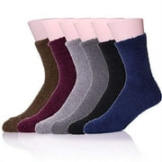 Men's 6 pairs Solid Color Super Soft Cozy Fuzzy Winter Warm Crew Socks (6 pairs Solid colors)