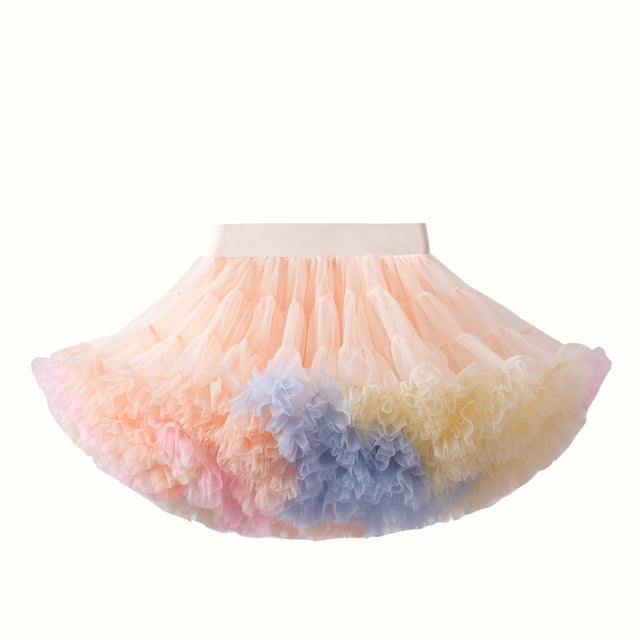 Falda de conejo de segunda generación, color té con leche, falda tutú para niña, falda de malla convexa hinchada para primavera y otoño para mujer
