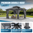 thumbnail image 4 of Sunmthink 12' x 12' Hardtop Gazebo,Polycarbonate Double Roof,Aluminum Frame with Curtains and Netting for Patio,Garden,Gray, 4 of 8