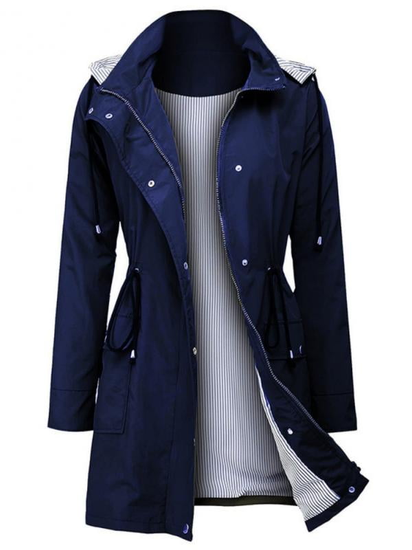 Womens Raincoats Windbreaker Rain Jacket Waterproof Outdoor Hooded Trench Coats Womens Raincoats Windbreaker Rain Jacket Waterproof Outdoor Hooded Trench Coats