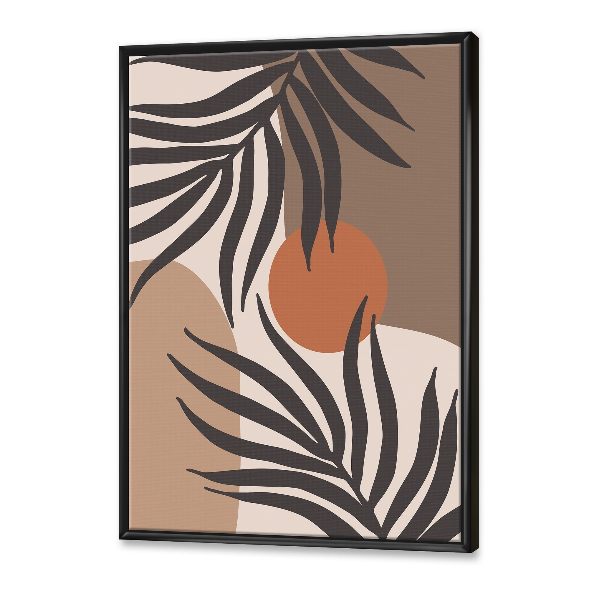 Designart 'Sun and Moon Shapes In Retro Terracotta Tones III' Modern Framed Canvas Wall Art Print