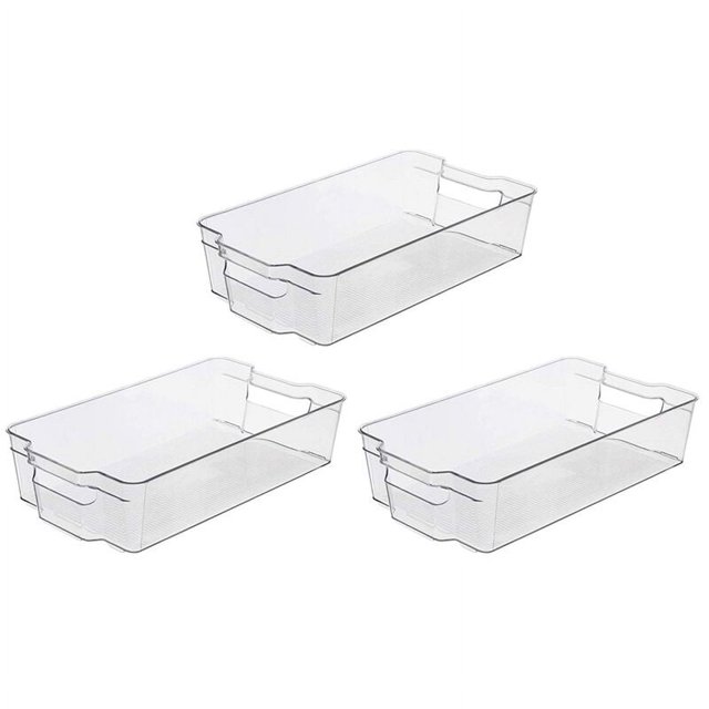 Armario de cocina de plástico, contenedores de almacenamiento de alimentos para refrigerador o congelador con asas, organizador de frutas