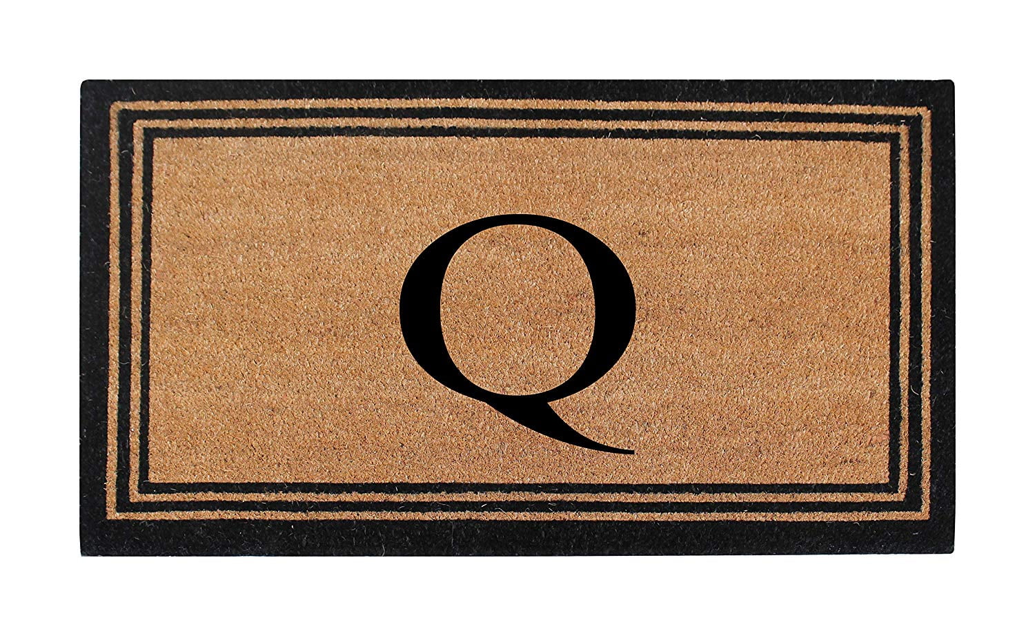Photo 1 of **LETTER O MAT*** A1HC Black/Beige 24 in x 39 in Coir PVC Classic Border Heavy Duty Boot Scrapper Monogrammed Doormat