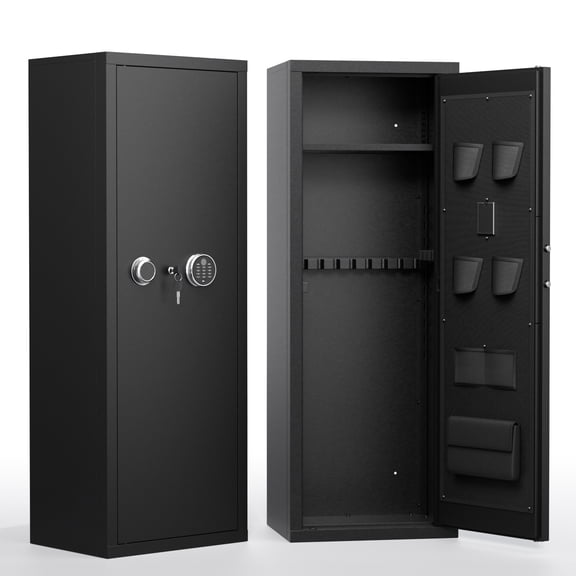 SUNCROWN 12-15 Gun Safe for Rifles and Pistols,Quick Access Rifle Gun Safe with Keyboard Lock, Gun Cabinets for Rifles and Shotguns with Pocket and Rifle Rack for Home